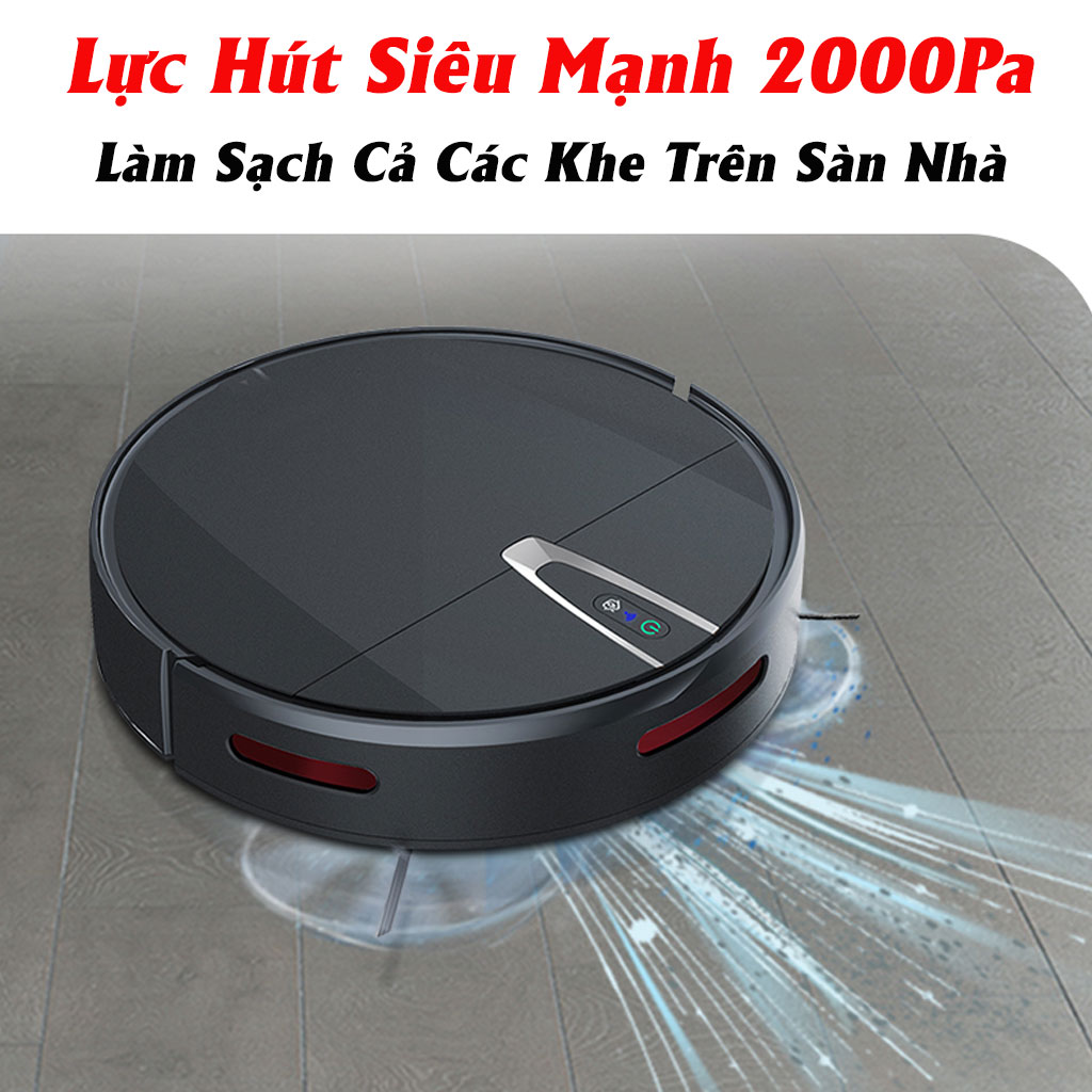 Robot Hút Bụi, Robot Hút Bụi Lau Nhà, Lực Hút Siêu Mạnh 20000PA, Cực Khỏe, Hoạt Động Theo Sơ Đồ, Cảm Biến Tránh Vật Cản,Chống Rơi,Điều Khiển Qua APP Điện Thoại.