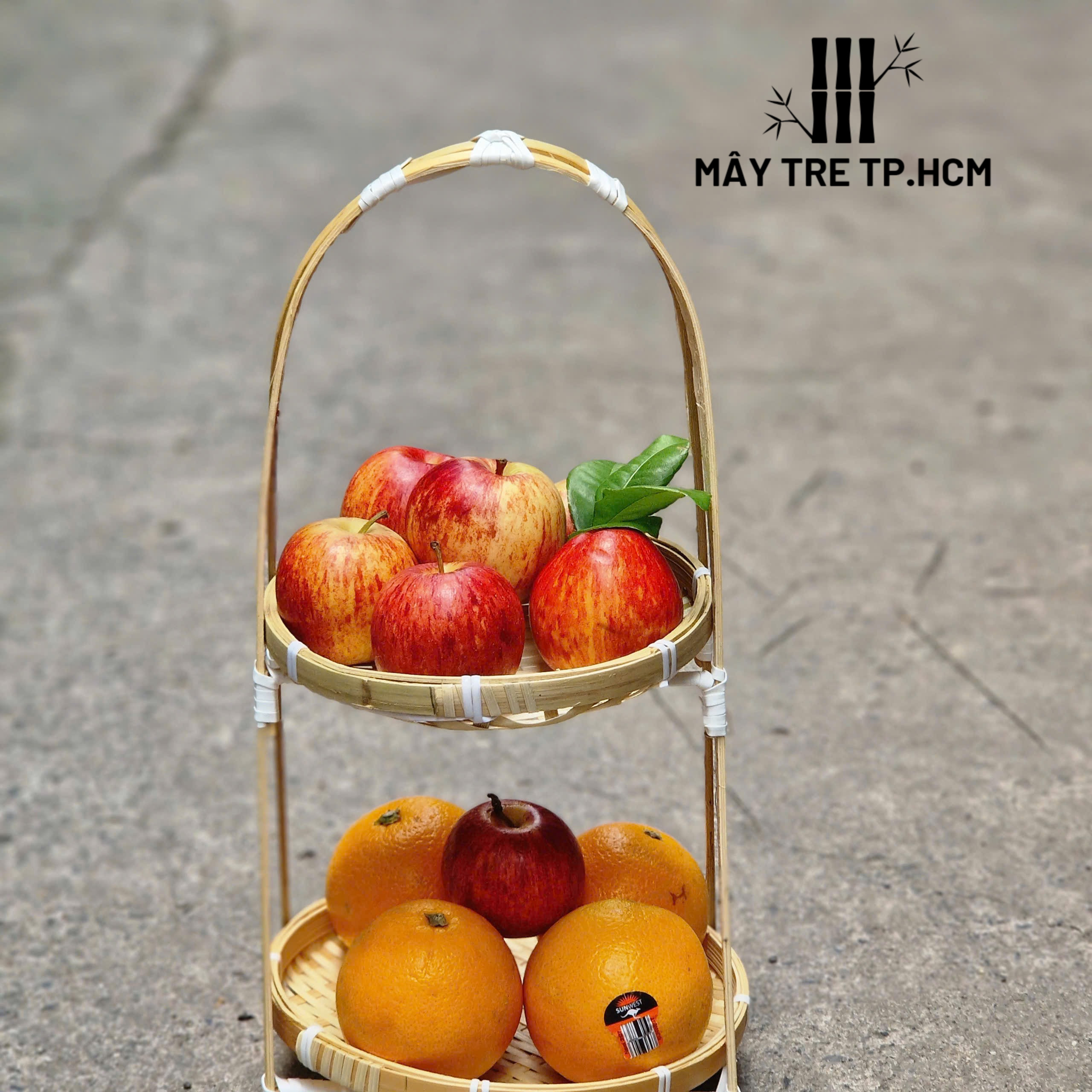 Kệ tre 2 tầng,mẹt tre,mẹt đựng đồ,đựng thức ăn,trang trí