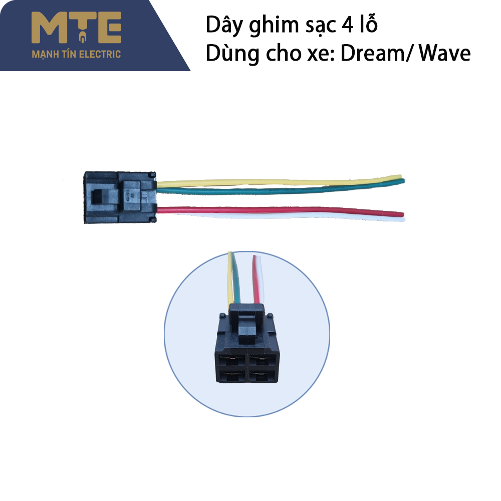 Dây ghim sạc 4 lỗ 4 dây dùng cho xe Dream - Wave