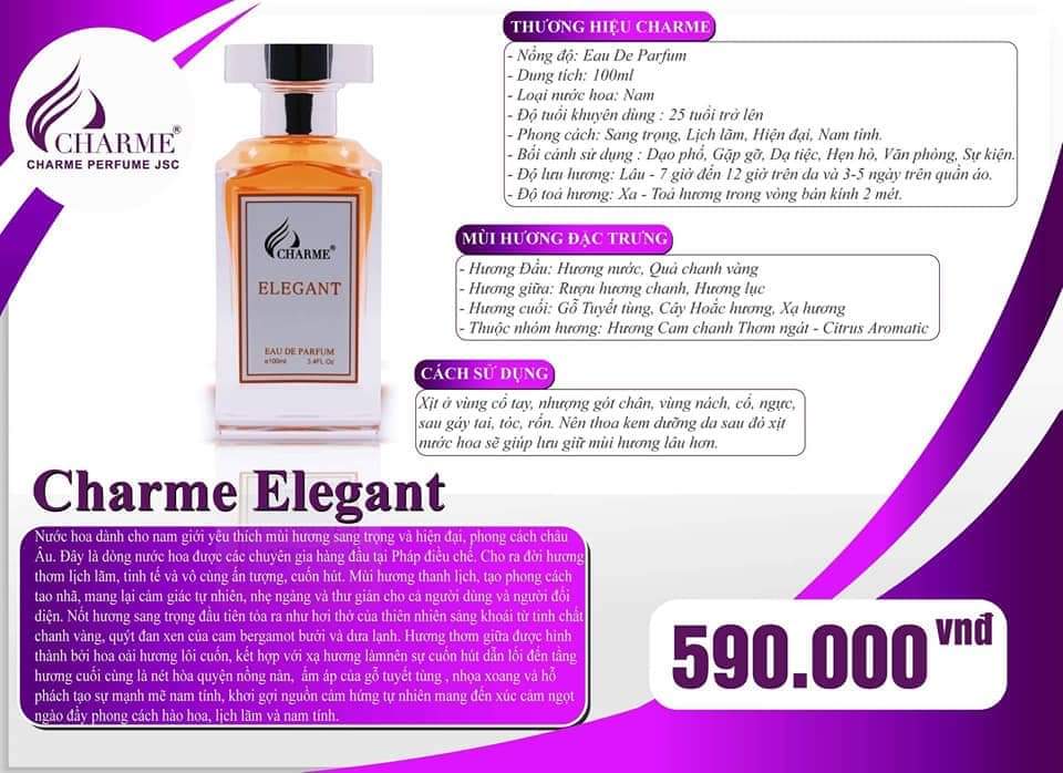 1 NƯỚC HOA ELEGANT CHAME MÙI NAM ĐẲNG CẤP 100ml (cam kêt chính hang)