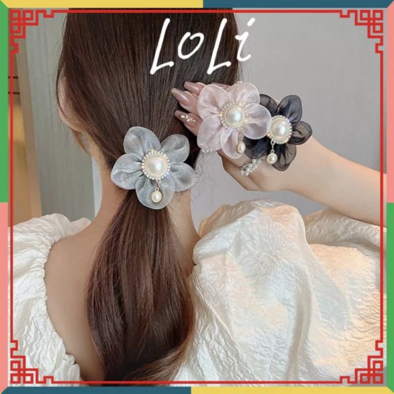 Dây cột tóc, buộc tóc đính đá pha lê phong cách Hàn Quốc dành cho nữ - loli