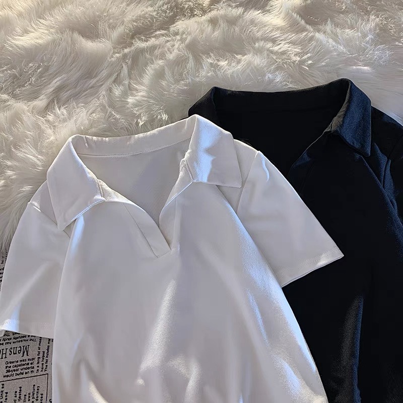 Áo nữ polo vạt bầu croptop chất bozip cực tôn dáng nhé các bạn