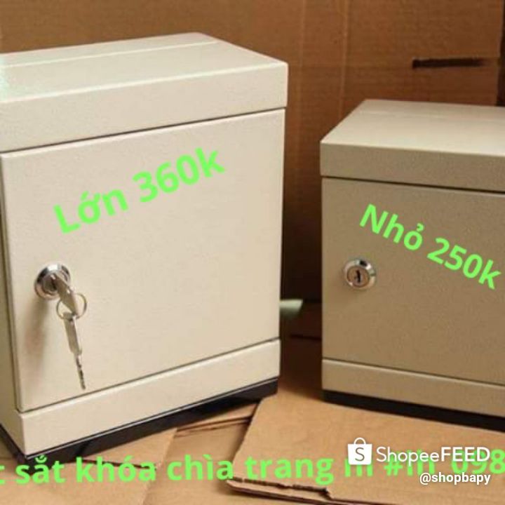 két sắt mini khóa chìa có khe nhét tiền