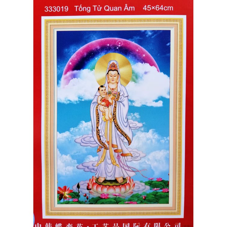[HCM]Tranh thêu chữ thập Quán Âm Tống Tử 333019 - kích thước 45 * 64