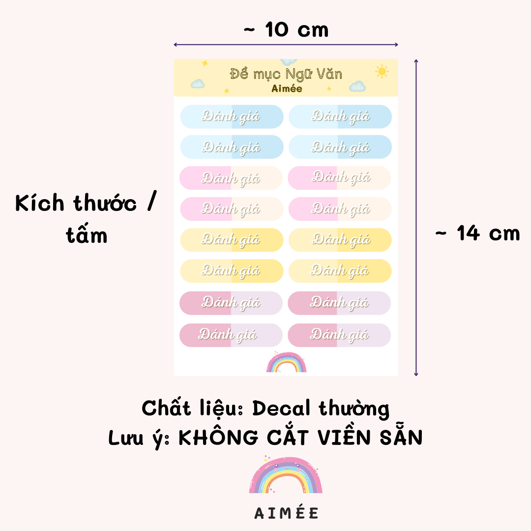 Combo 5 Sticker Tấm Đề Mục Văn Học ( Không cắt sẵn) | AIMÉE