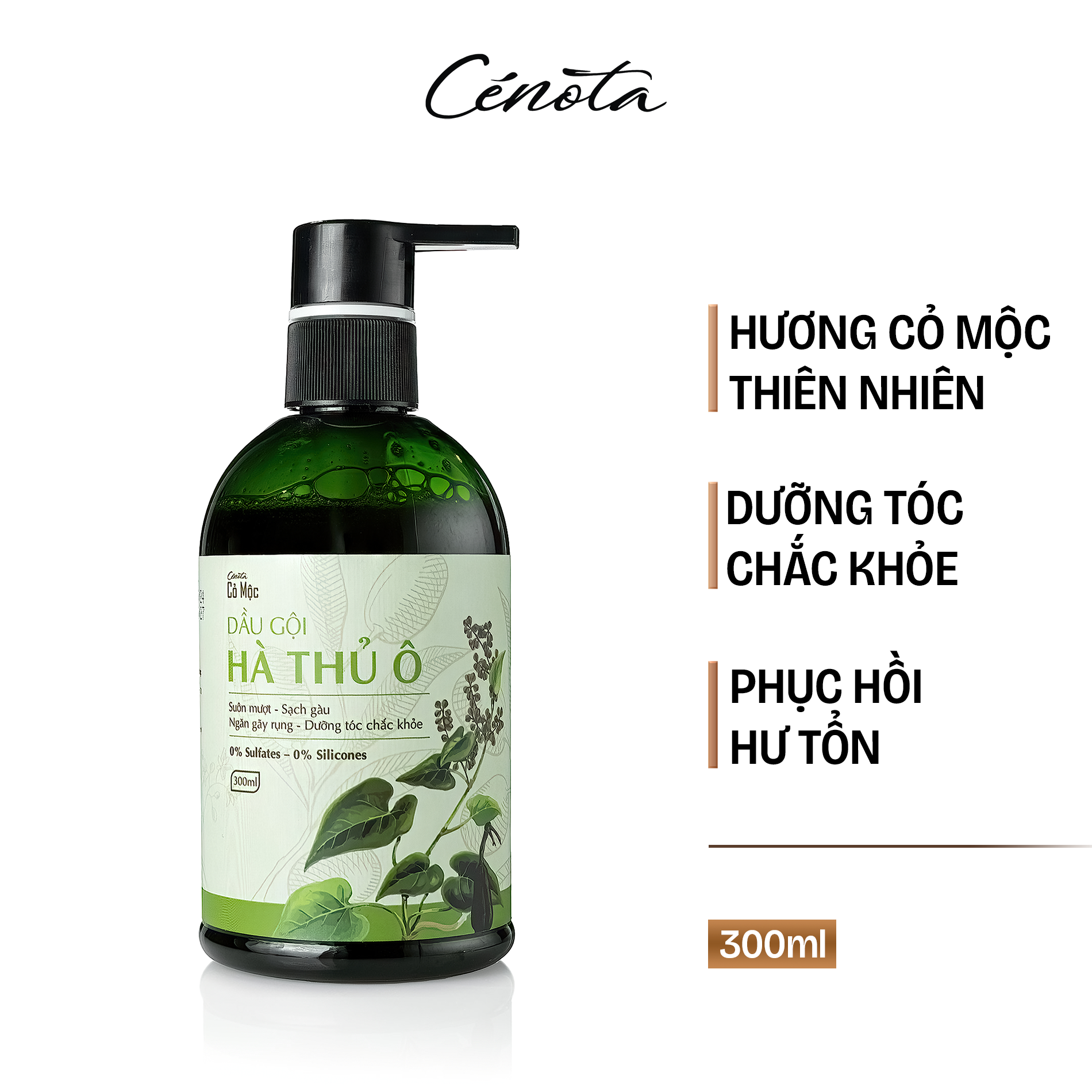 Dầu Gội Hà Thủ Ô Cenota Suôn Mượt, Sạch Gàu, Ngăn Gãy Rụng, Dưỡng Tóc Chắc Khỏe 300ML