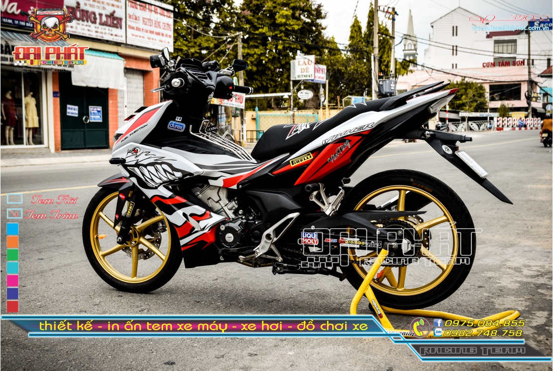 Tem Trùm Winner X 150 Cá Mập Đỏ Bạc - W-35022