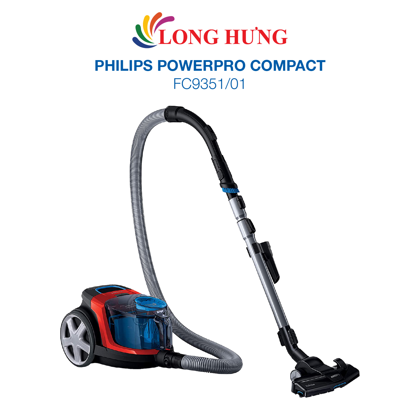 Máy hút bụi philips fc9351/01 - hàng chính hãng - dây điện tự thu gọn, bộ lọc epa 10, gồm 2 đầu hút