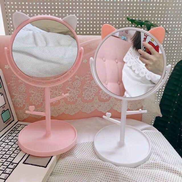 Gương Tai Mèo Để Bàn Đế Tròn