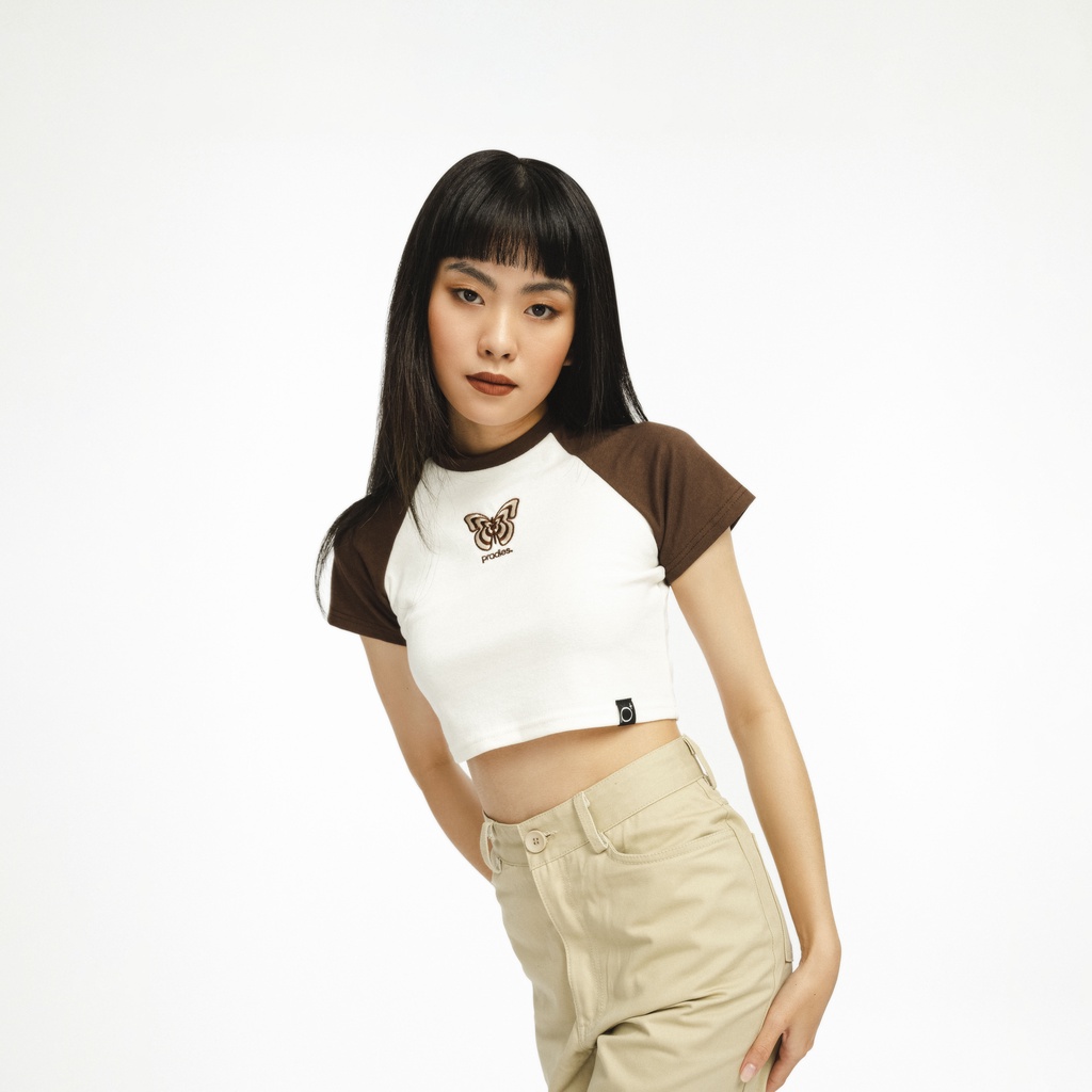 Áo Croptop Phối Tay PRADIES Butterfly