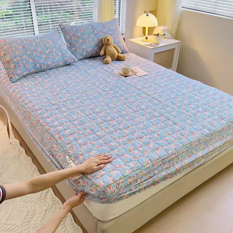 Bộ ga + 2 gối đũi trần chun 1m8x2m -tranlanshop