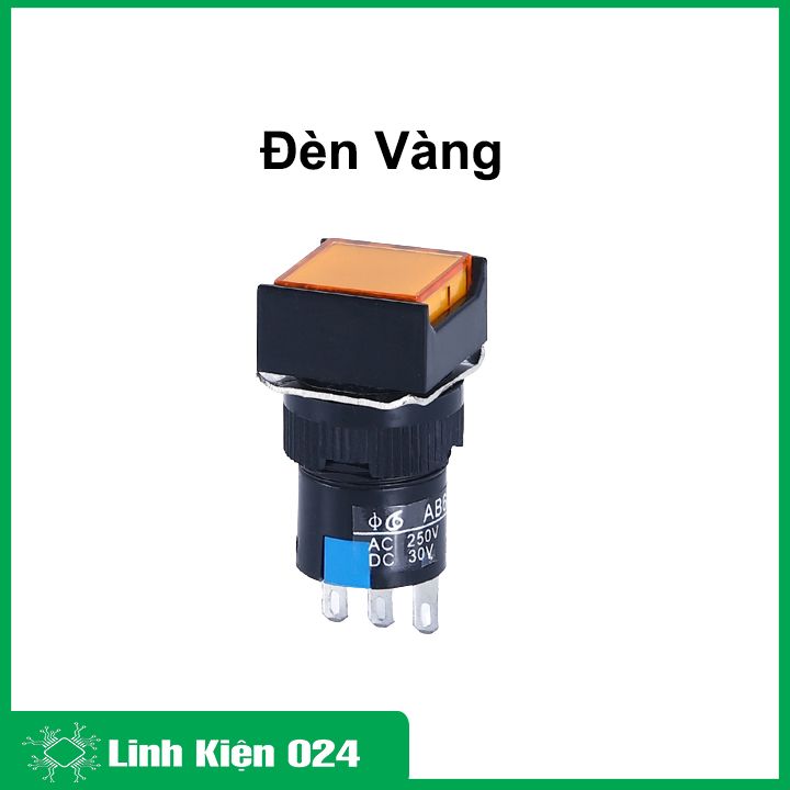 Nút nhấn đề vuông 220vac al6-a nhấn giữ có đèn nhiều màu