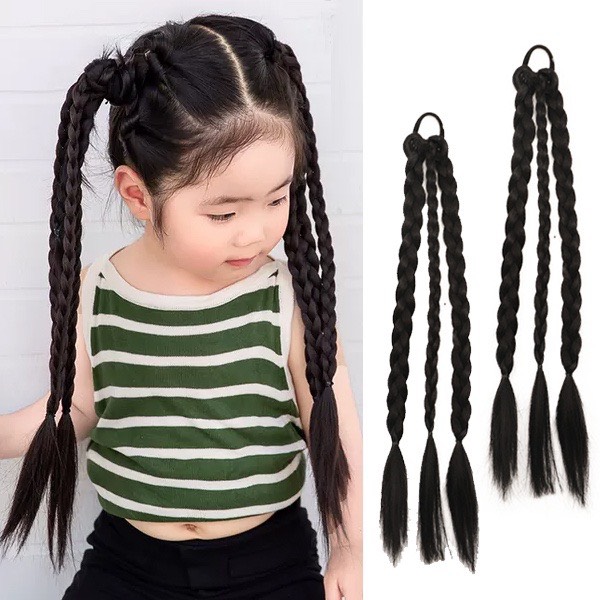 Buộc tóc giả thắt bím phối màu siêu cá tính dễ thương cho bé