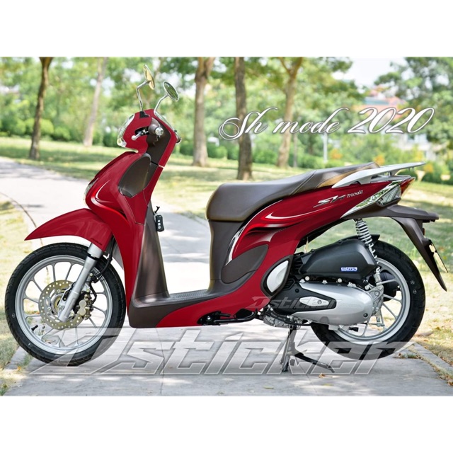 Tem Sh Mode 2020 - Chỉ Trắng Đen Rời Dán Xe Đỏ