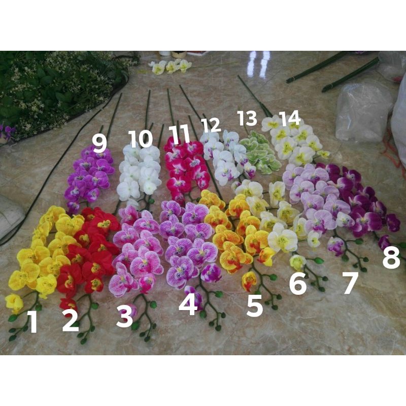 Hoa giả_ Cành lan hồ điệp 9 bông