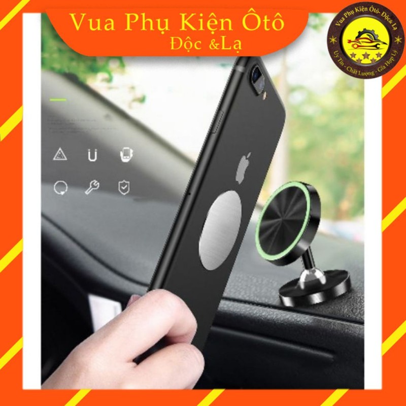 Giá đỡ điện thoại trên ô tô hút nam châm xoay 360 độ - đen, chất liệu hợp kim nguyên khối, mạ vàng sang trọng