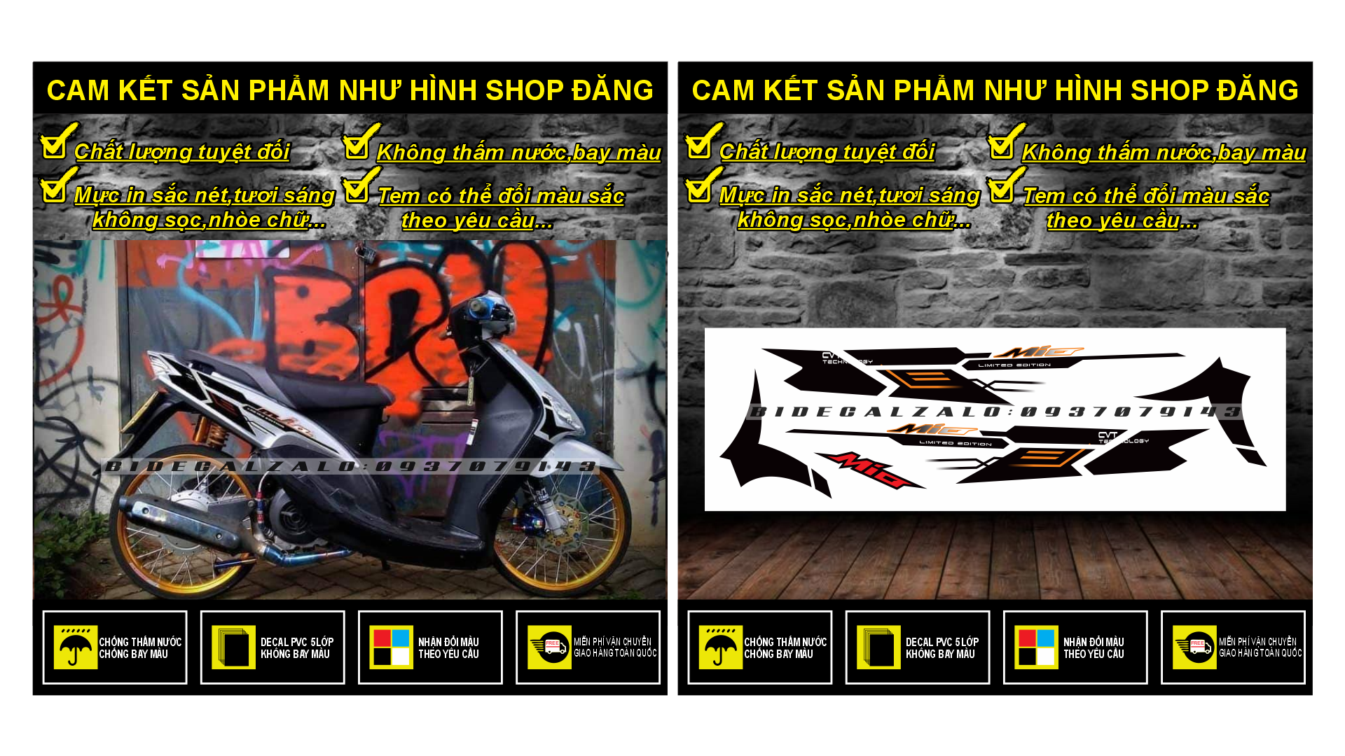 HCM-BIDECAL- TEM RỜI MIO NHỎ ĐỜI ĐẦU PHỐI ĐEN TRẮNG