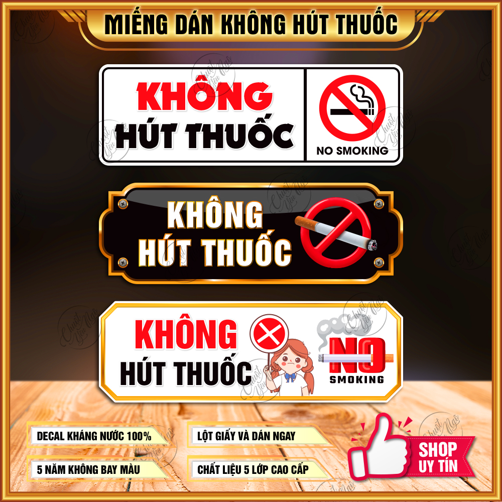 Miếng dán decal có keo sẵn cấm không hút thuốc no smoking