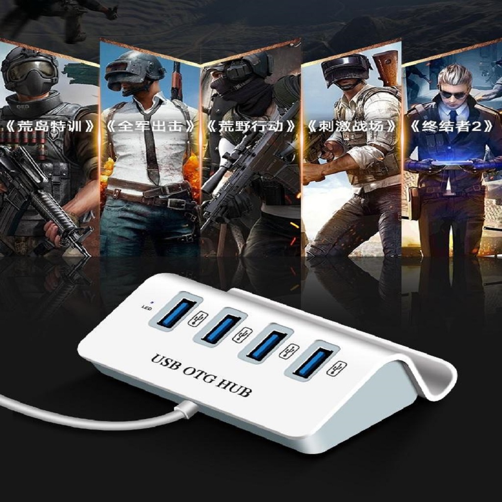 Bộ chia 4 Cổng USB OTG HUB - THIẾT BỊ KẾT NỐI ĐIỆN THOẠI VỚI BÀN PHÍM VÀ CHUỘT CHƠI GAME MOBILE