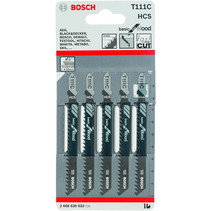 Bosch t 111 C Jigsaw Blades - Wood (Set of 5 Blades)