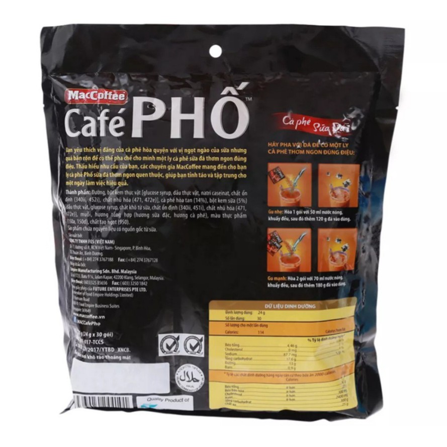 Cà Phê Phố Sữa Đá Bịch 30 Gói x 24g.