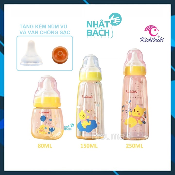 Bình sữa cổ hẹp Kichilachi PPSU cao cấp 80ml - 150ml - 250ml