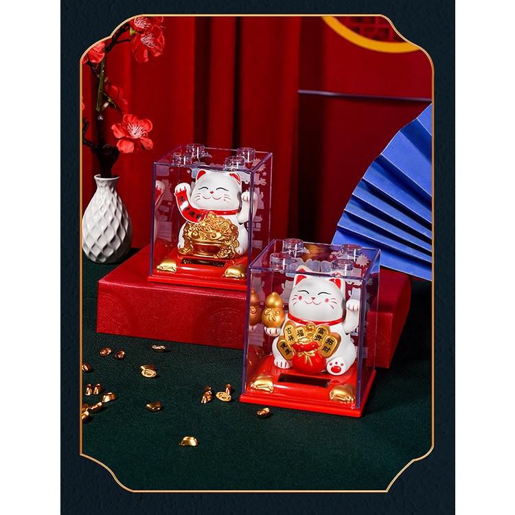 Mèo thần tài vẫy tay may mắn - Mèo may mắn vẫy tay - mèo thần tài vẫy tay năng lượng mặt trời - mèo may mắn vẫy tài lộc - mèo may mắn vẫy tài lộc - Quà tặng tết,quà năm mới may mắn - Dây trang trí tết