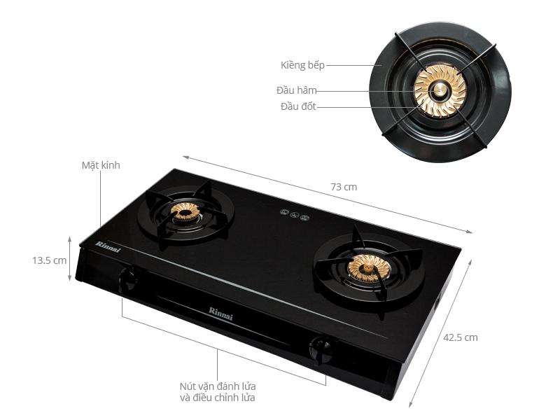 Bếp gas đôi Rinnai RV-7Double Glass(L) (Đen)