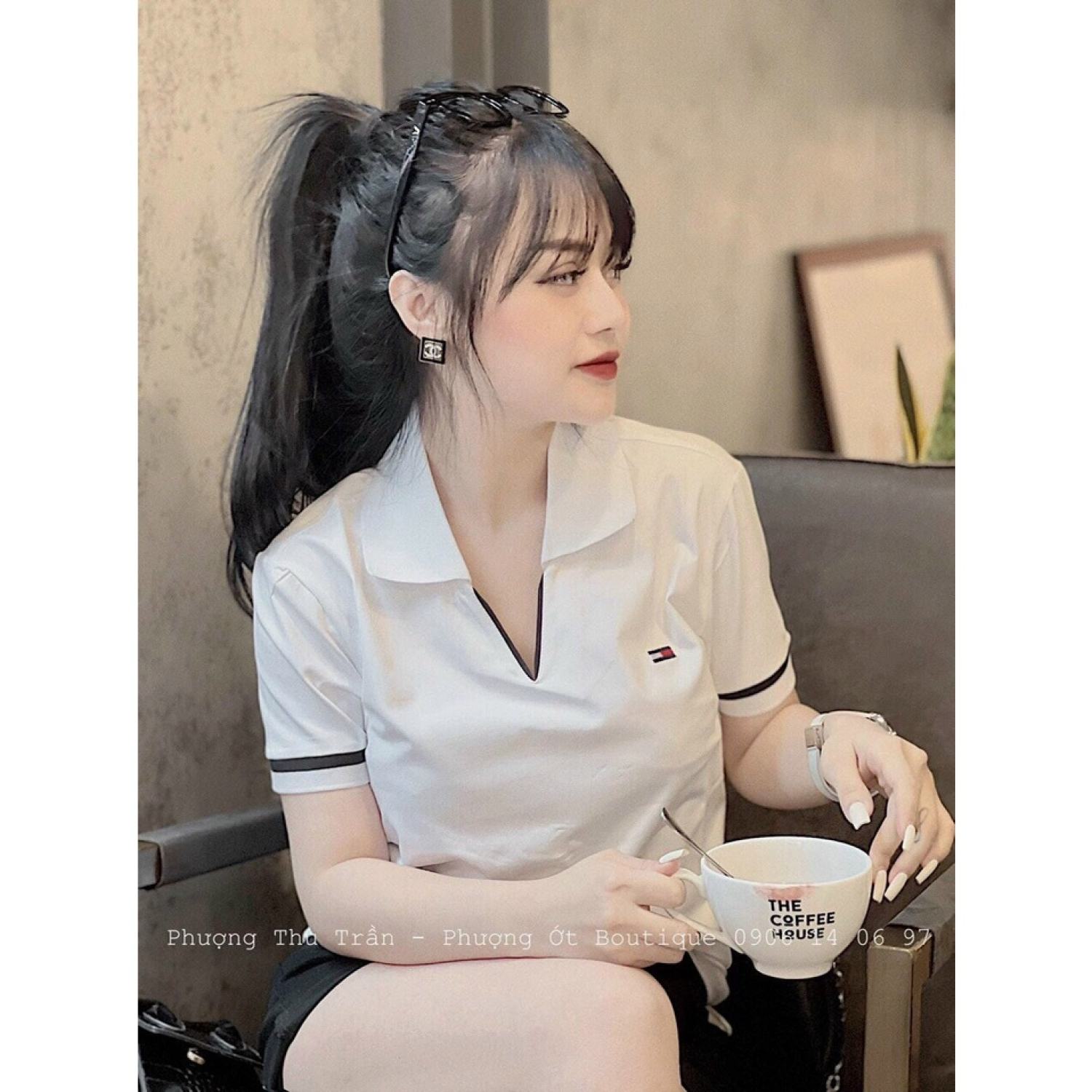 Áo Áo thun Polo viền đen logo - Chất đẹp