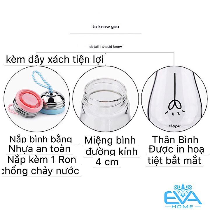 [HCM]Bình Thủy Tinh Kiểu Dáng Bóng Đèn Dây Tóc Có Dây Xách 450 Ml