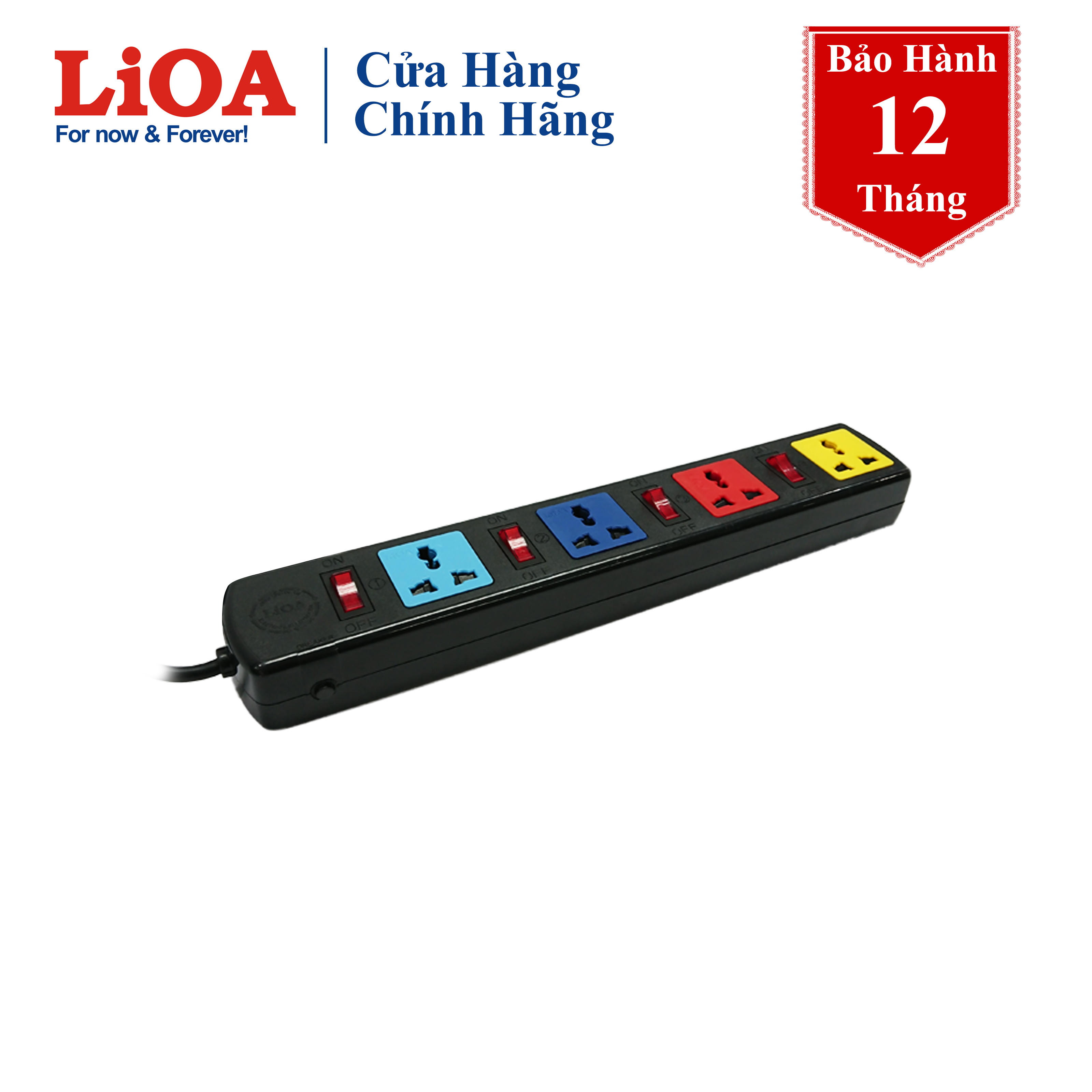 ổ cắm điện LiOA 4 ổ cắm 4 công tắc 3 mét (4DOF33N 4DOF33WN)