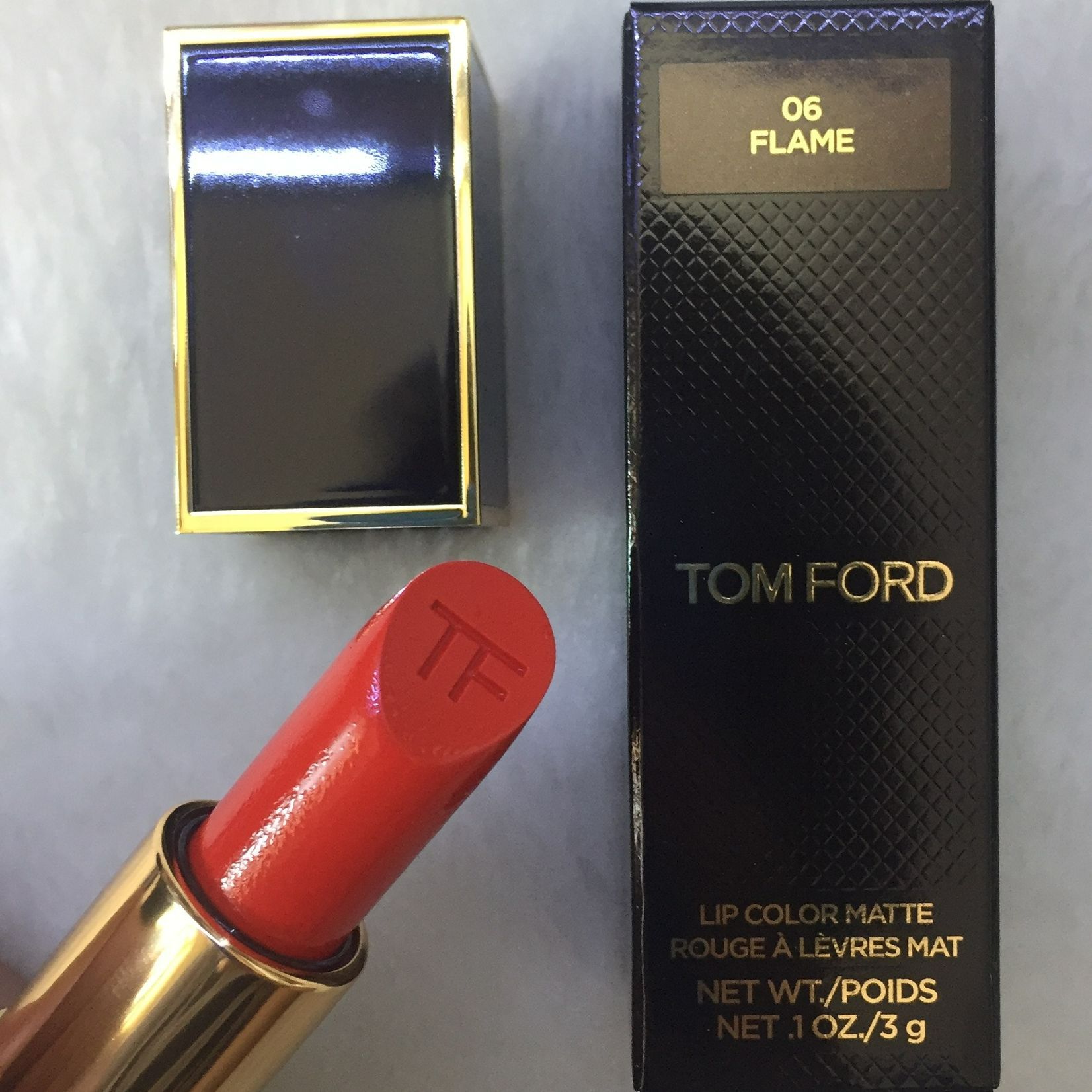 Son Tom Ford Lip Color Matte số 06 Flame màu Đỏ Cam nữ thần son đỏ thỏi  fullsize, fullbox 3gr của Bỉ 