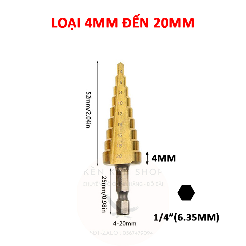 Mũi khoan tháp chuôi lục giác 6.3mm