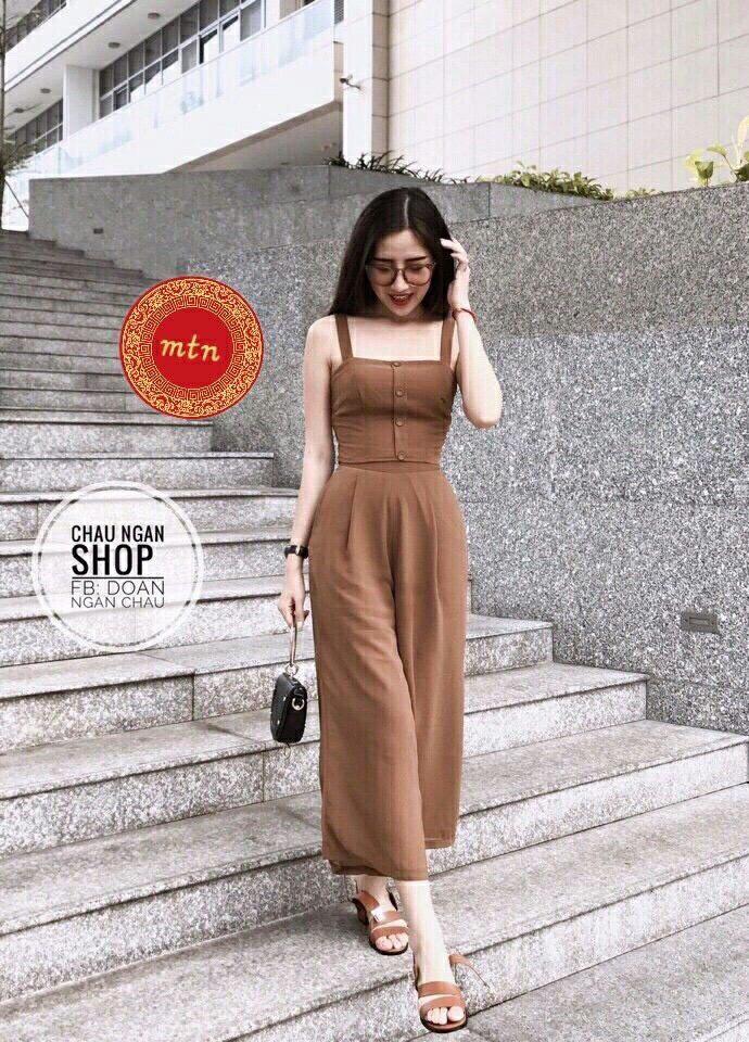 Sét bộ 2 dây quần ống rộng cát hàn-QH