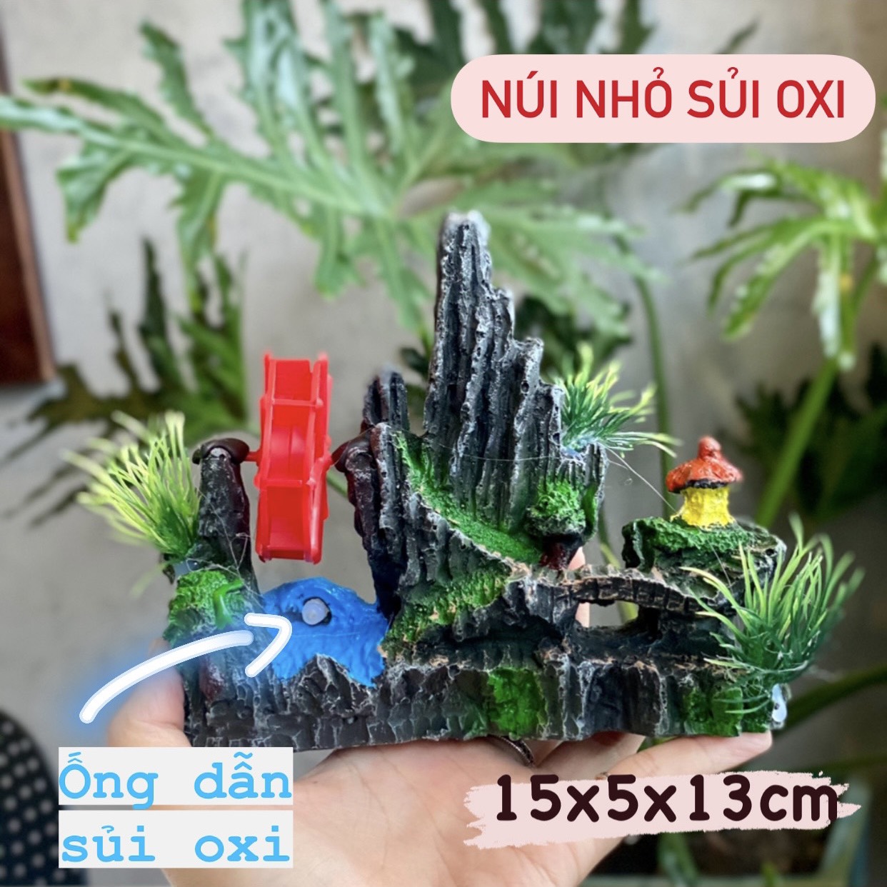 [HCM][MS 18] Hòn Non Bộ Có Bánh Xoay NHỎ Sủi O X I Trang Trí Hồ Cá Hòn Non Bộ