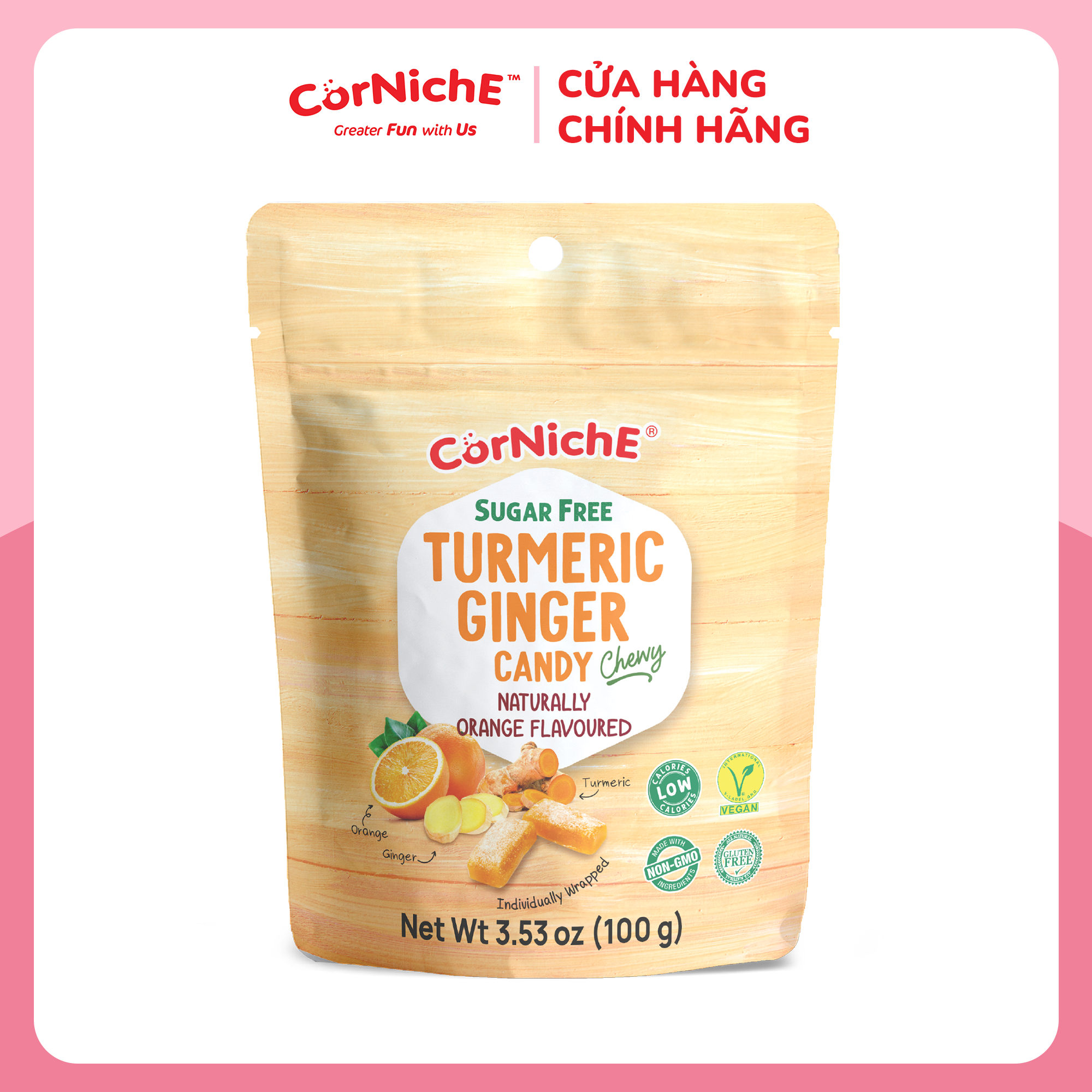 Kẹo gừng nghệ không đường hiệu Corniche 100g
