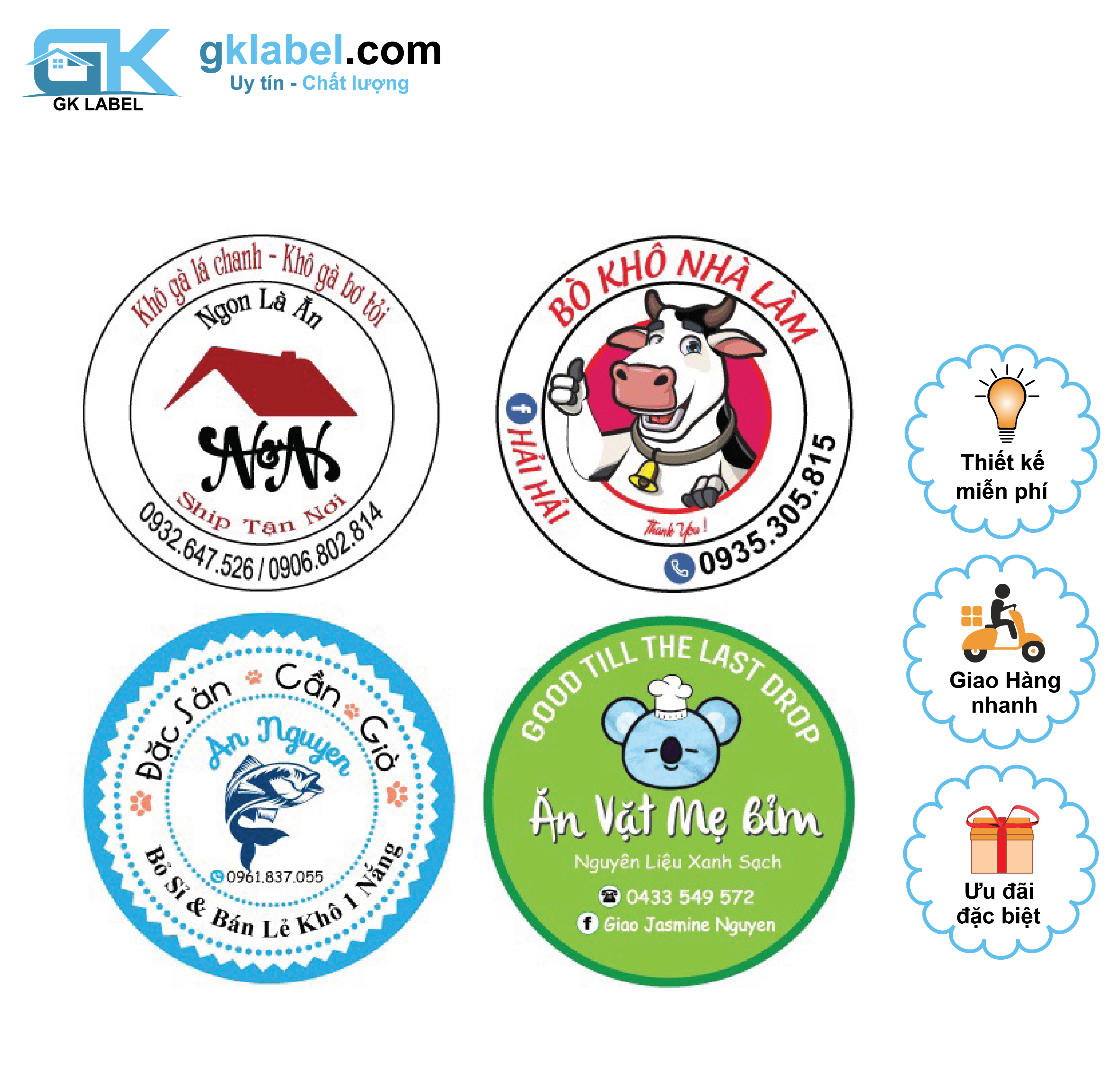 In tem nhãn decal, sticker, logo , CHỐNG NƯỚC => MIỄN PHÍ THIẾT KẾ