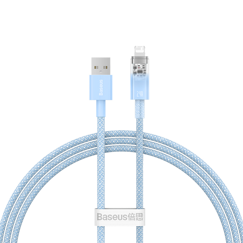 Cáp Sạc Baseus Explorer 2.4A USB to Ln | Chống Nóng An Toàn, Thiết Kế Trong Suốt
