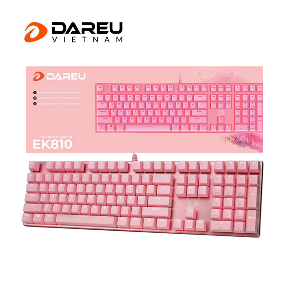 Bàn phím cơ DareU EK810 Queen Pink Blue switch (LED sáng)