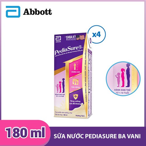 Lốc 4 hộp Sữa Pediasure Hương VANILLA (180ml) - HSD Luôn Mới