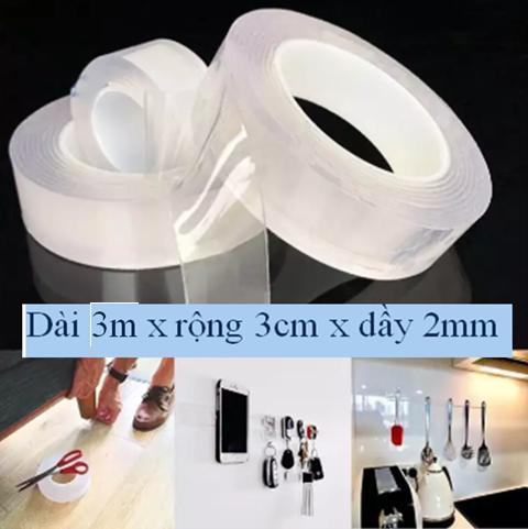 [HCM]BĂNG KEO 2 MẶT SIÊU DÍNH loại 3mx3cm
