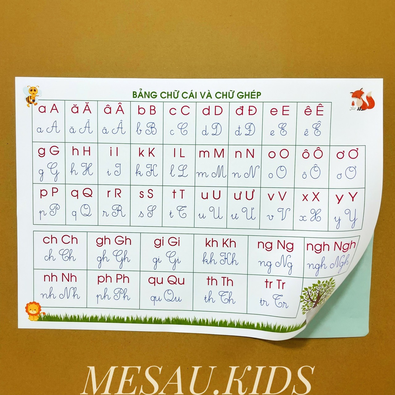 Bảng chữ cái tiếng việt chữ số 1-10 cho bé mầm non mesau.kids bảng chữ cái dán tường