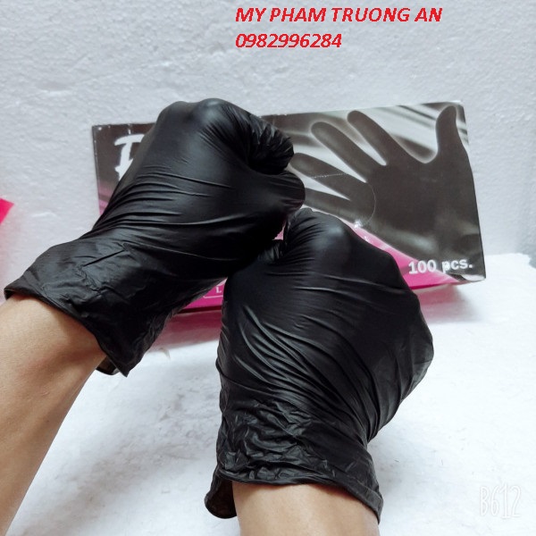 Găng tay y tế Nitrile màu đen 25 đôi