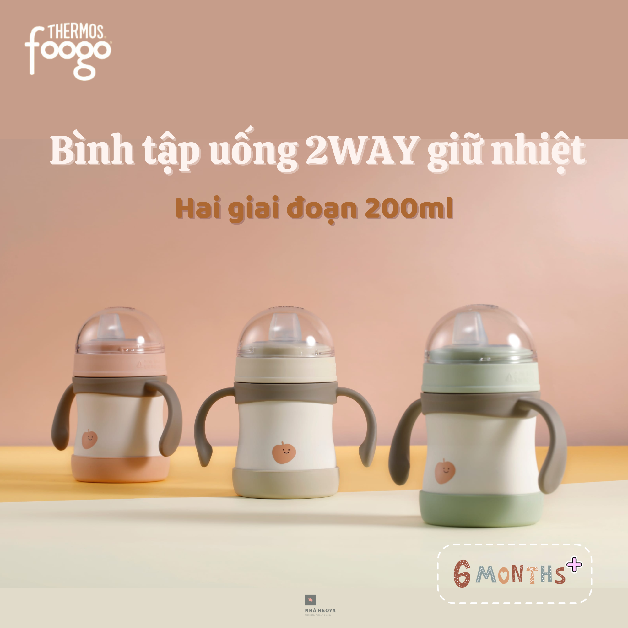 BÌNH TẬP UỐNG NƯỚC GIỮ NHIỆT THERMOS FOOGO HAI GIAI ĐOẠN 200ML, BÌNH NƯỚC 280ML VÀ 350ML