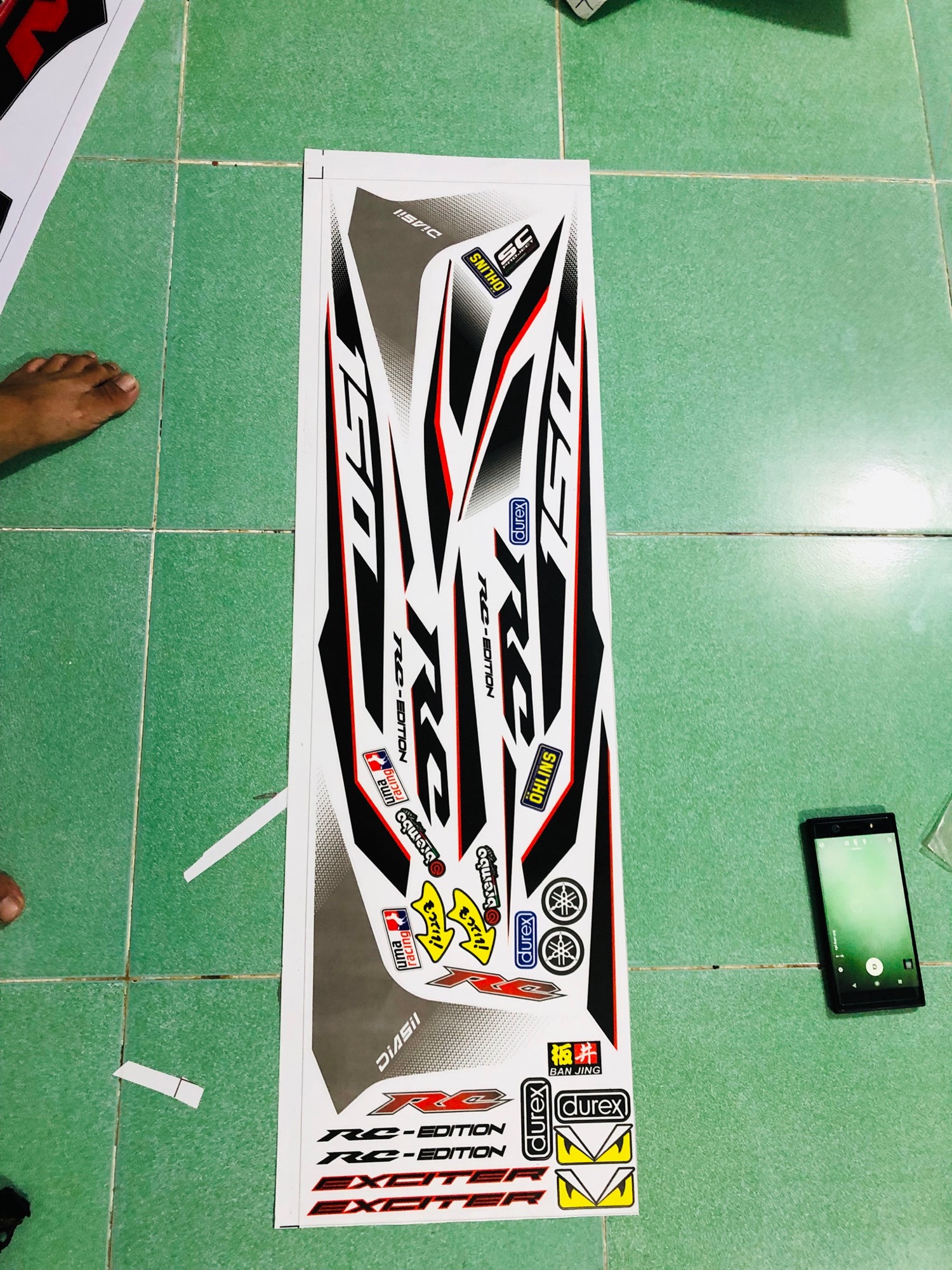 Tem rời xe exciter 150 Rc trắng đỏ