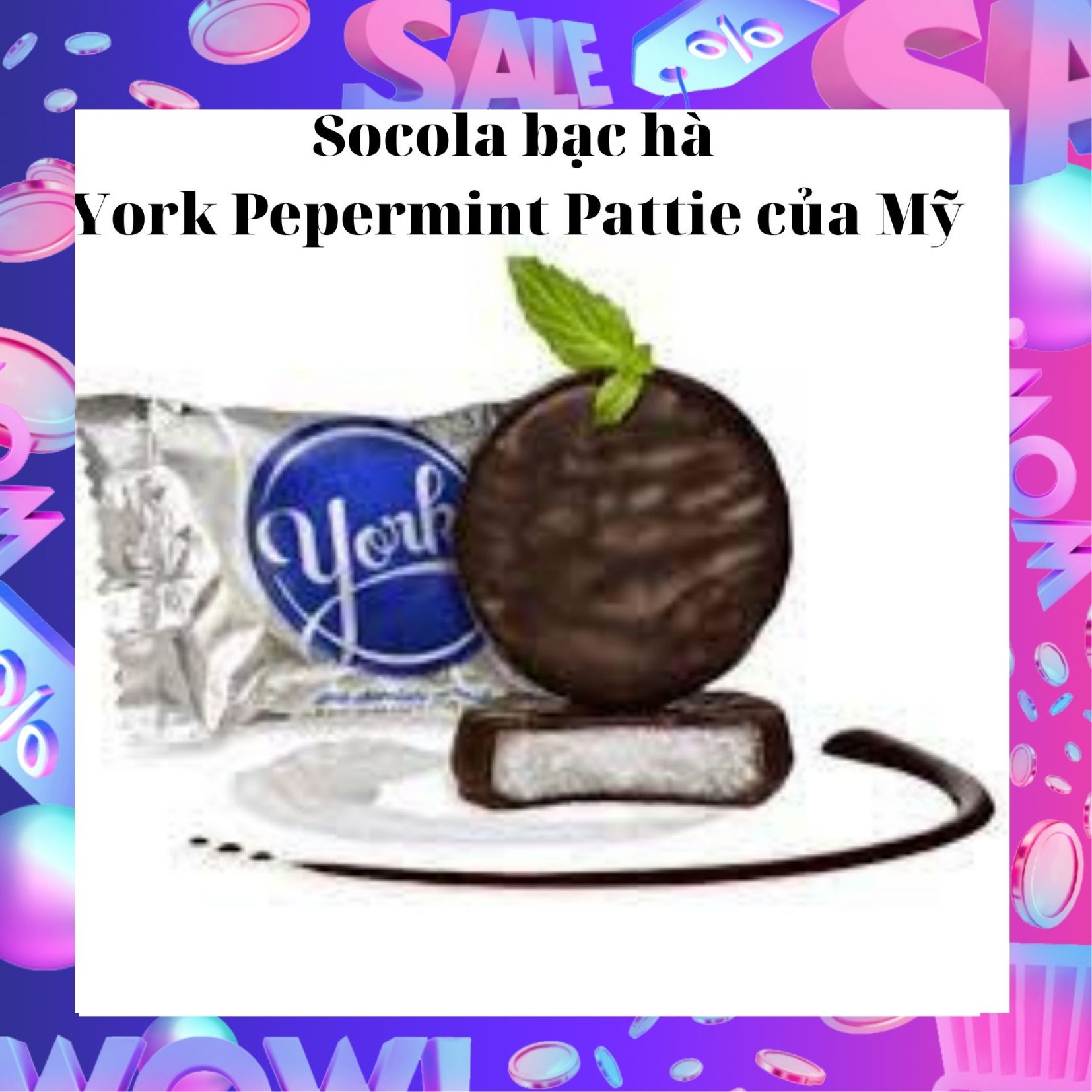 Socola Mỹ Socola bạc hà York Pepermint Pattie USA chocolate
