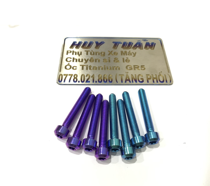 1 con Ốc 6li30 6li40 6li50 đầu trụ Titan Gr5 bắt gù  lốc nồi  lốc máy