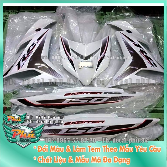Tem rời ex 150 rc xám đen xe trắng 2