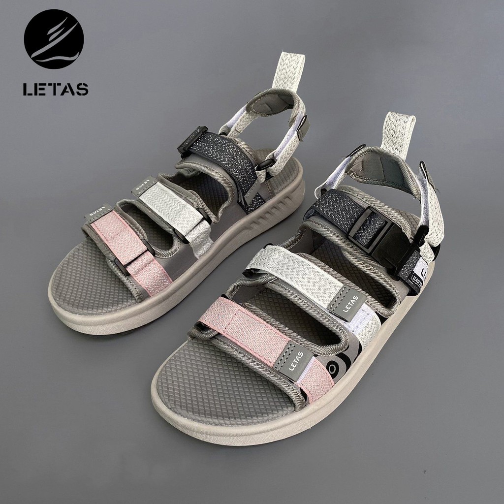Sandal Nữ Phản Quang Letas D714 Trắng Hồng Ghi