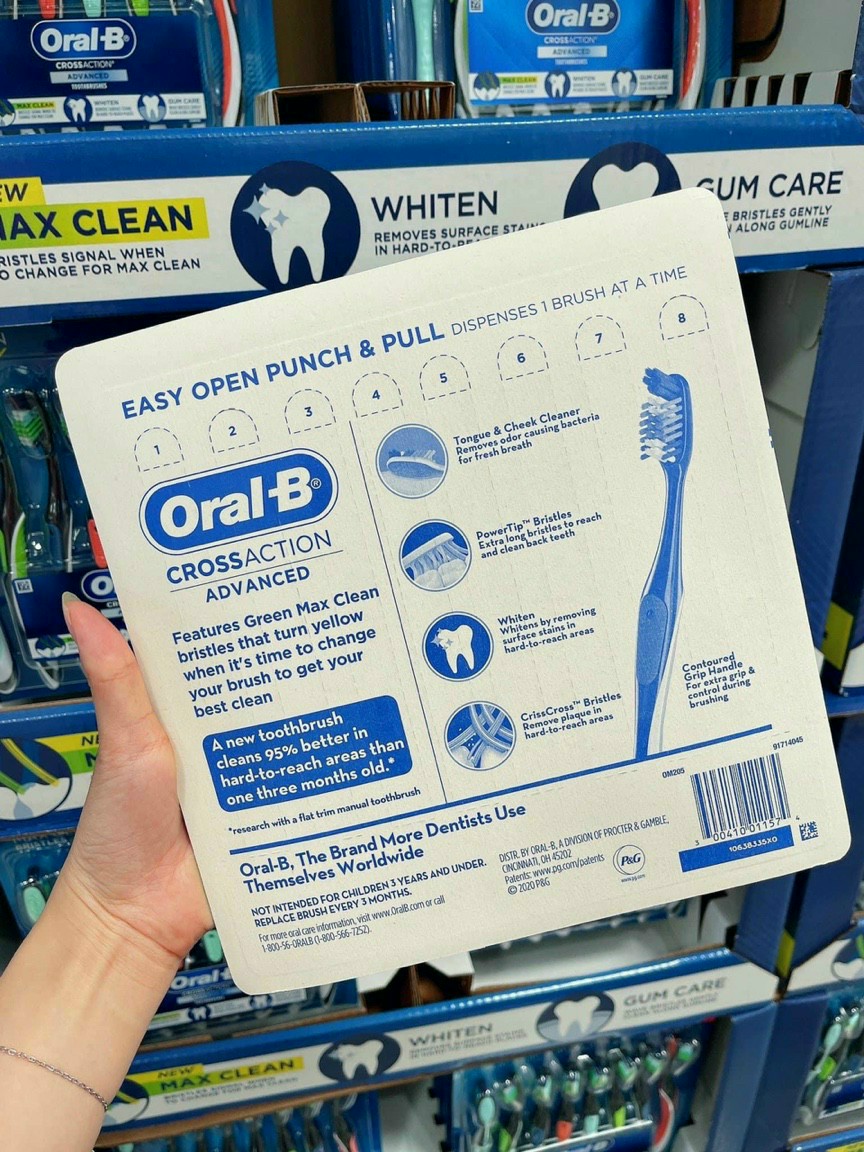 🎯Set 8 bàn chải đánh răng Oral-B Cross Action Mỹ